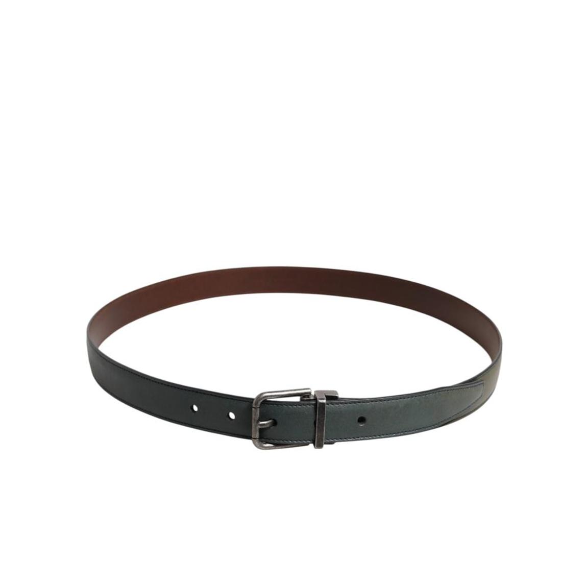 Leather Belt with Metal Buckle - Green main product photo