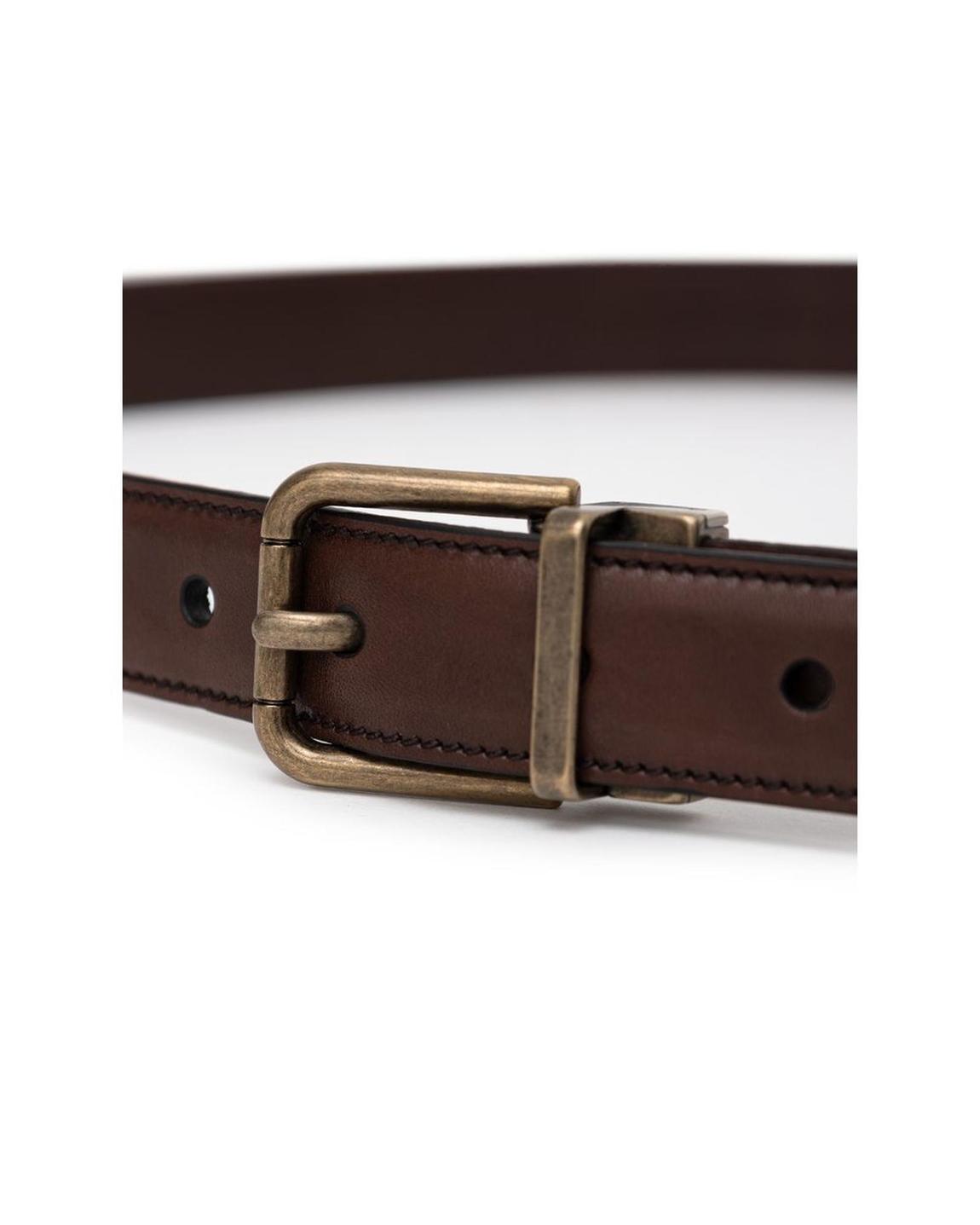 Leather Belt with Buckle - Brown main product photo