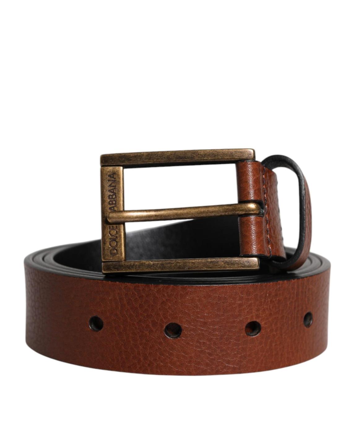 Leather Belt with Metal Buckle - Brown main product photo