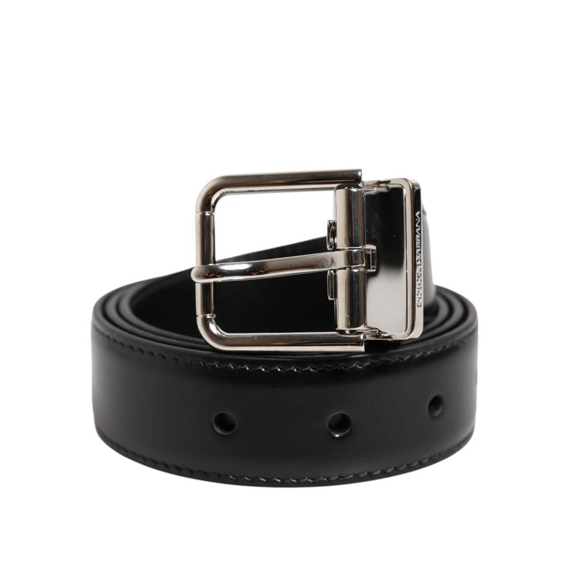 Classic Leather Metal Buckle Belt - Black main product photo