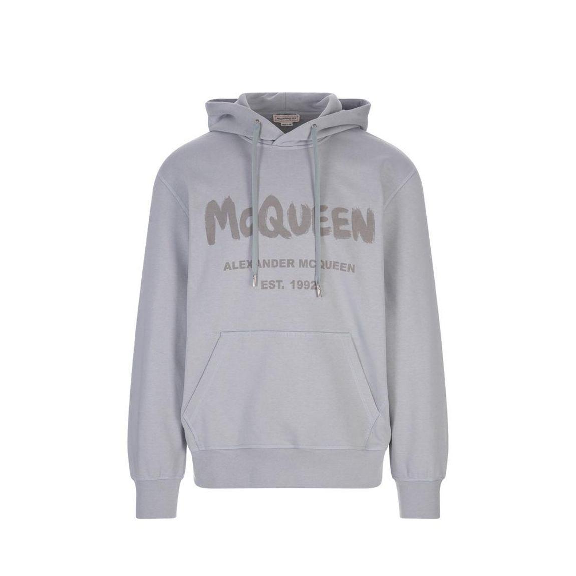 Hoodie Sweatshirt with Logo and Kangaroo Pocket - Gray Sweaters main product photo