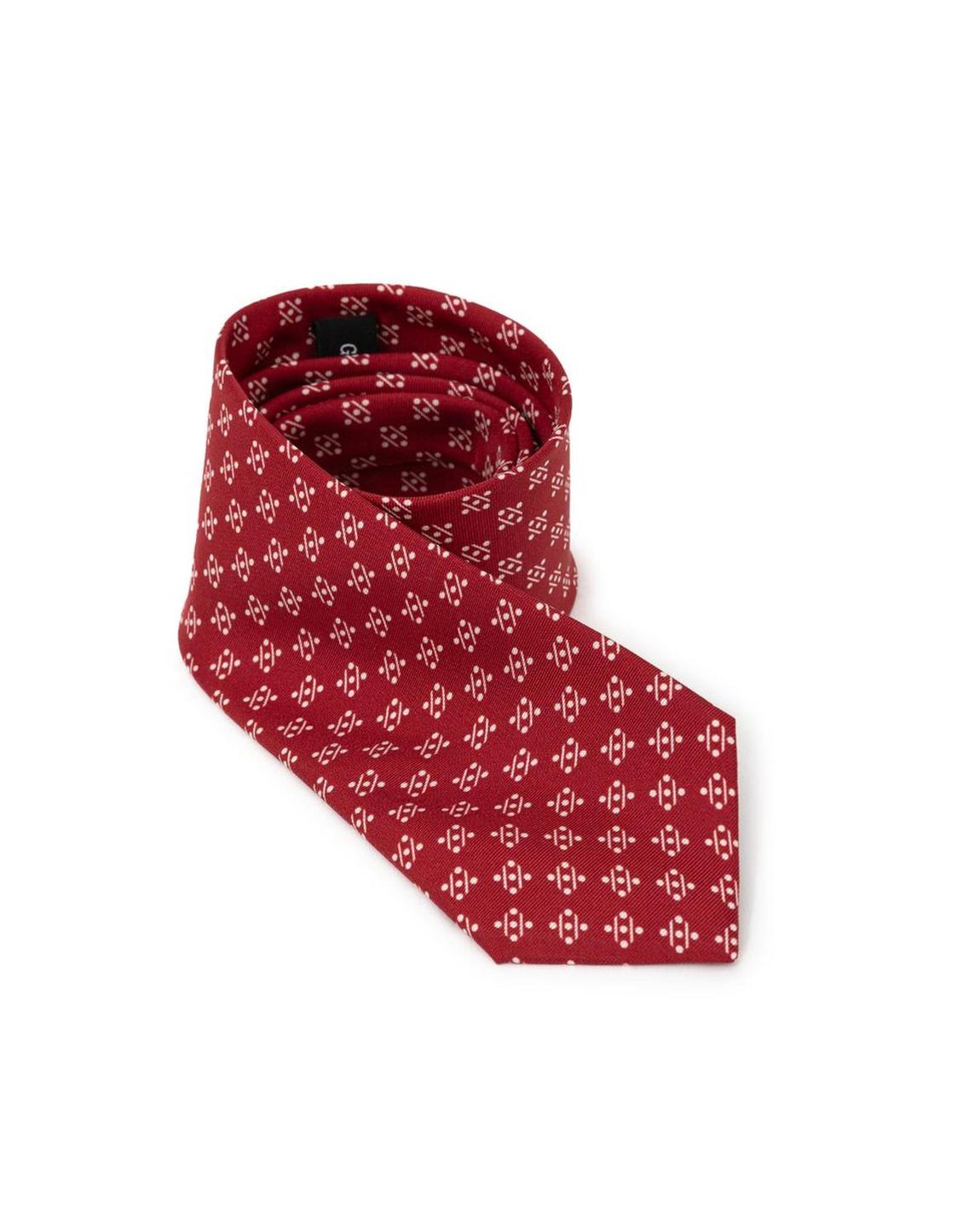 Geometric Pattern Silk Tie - Red main product photo