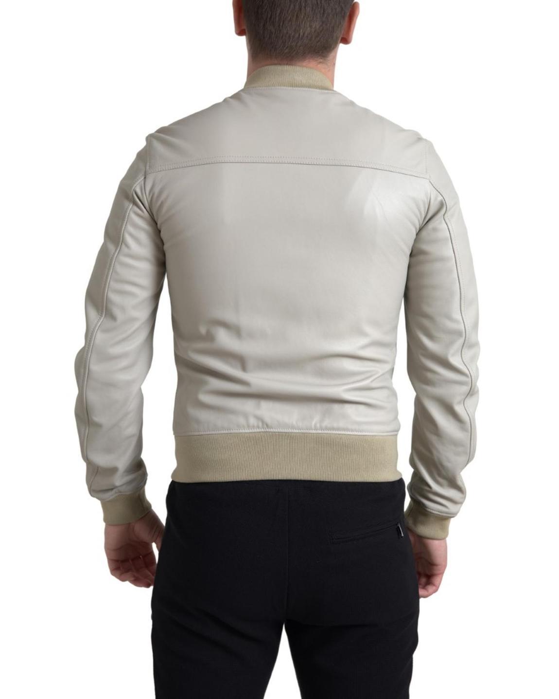 Leather Bomber Jacket G9LM5T - Cream main product photo