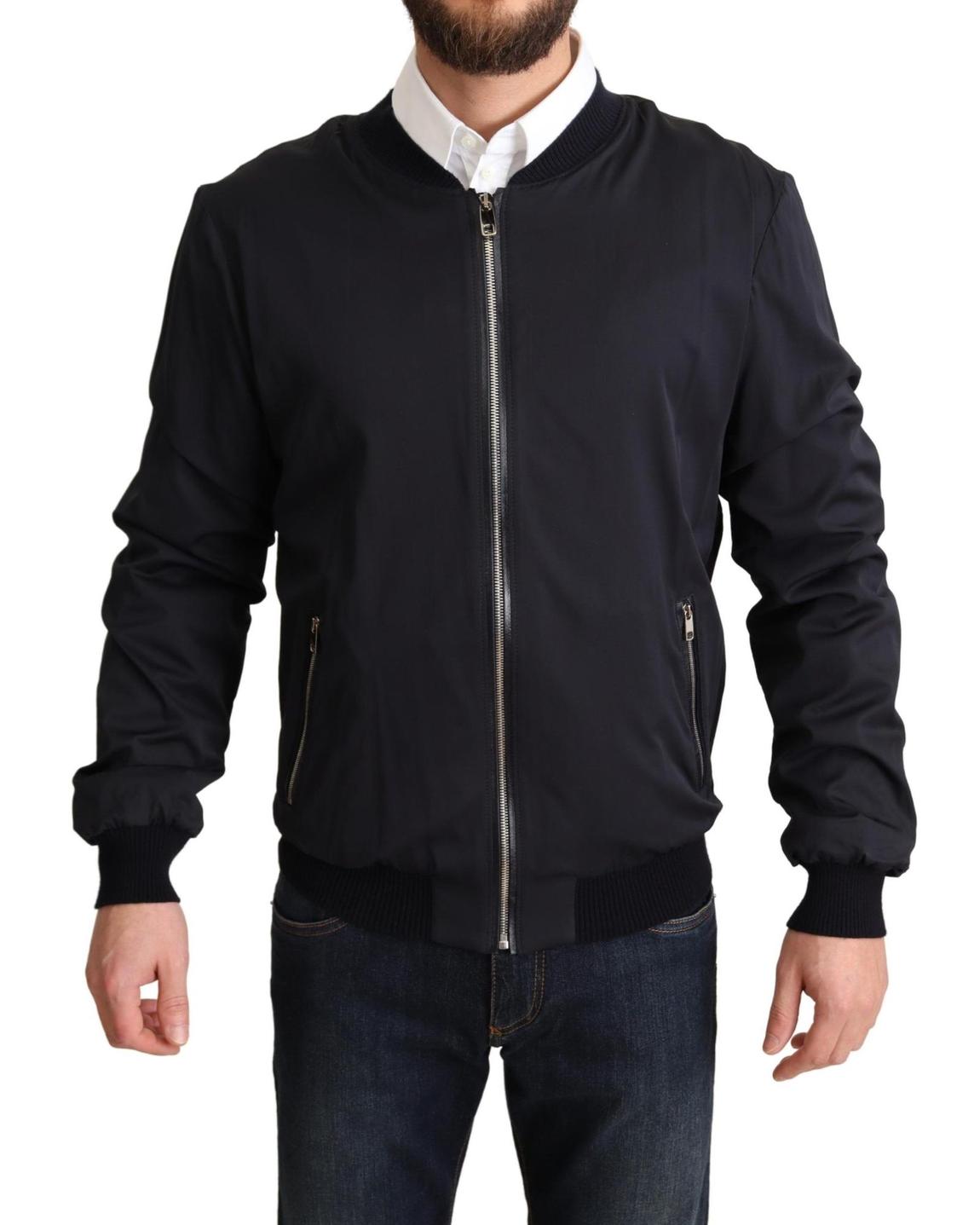 Black Bomber Jacket Classic Style - Blue main product photo