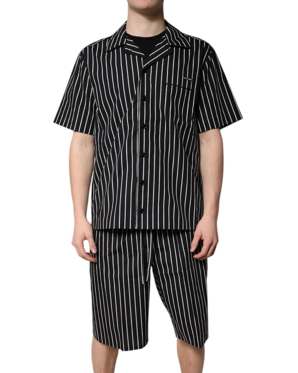 Striped Pajama Set - Black And White Nightwear main product photo