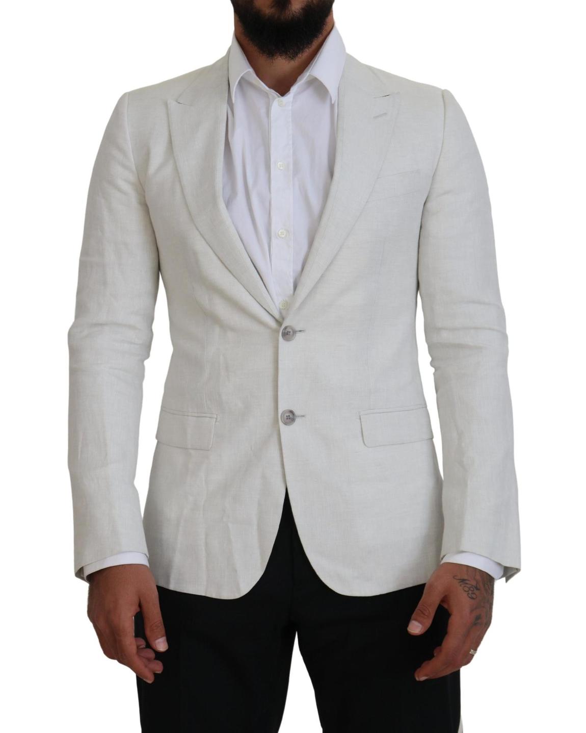 Linen Blazer Classic Fit - White main product photo