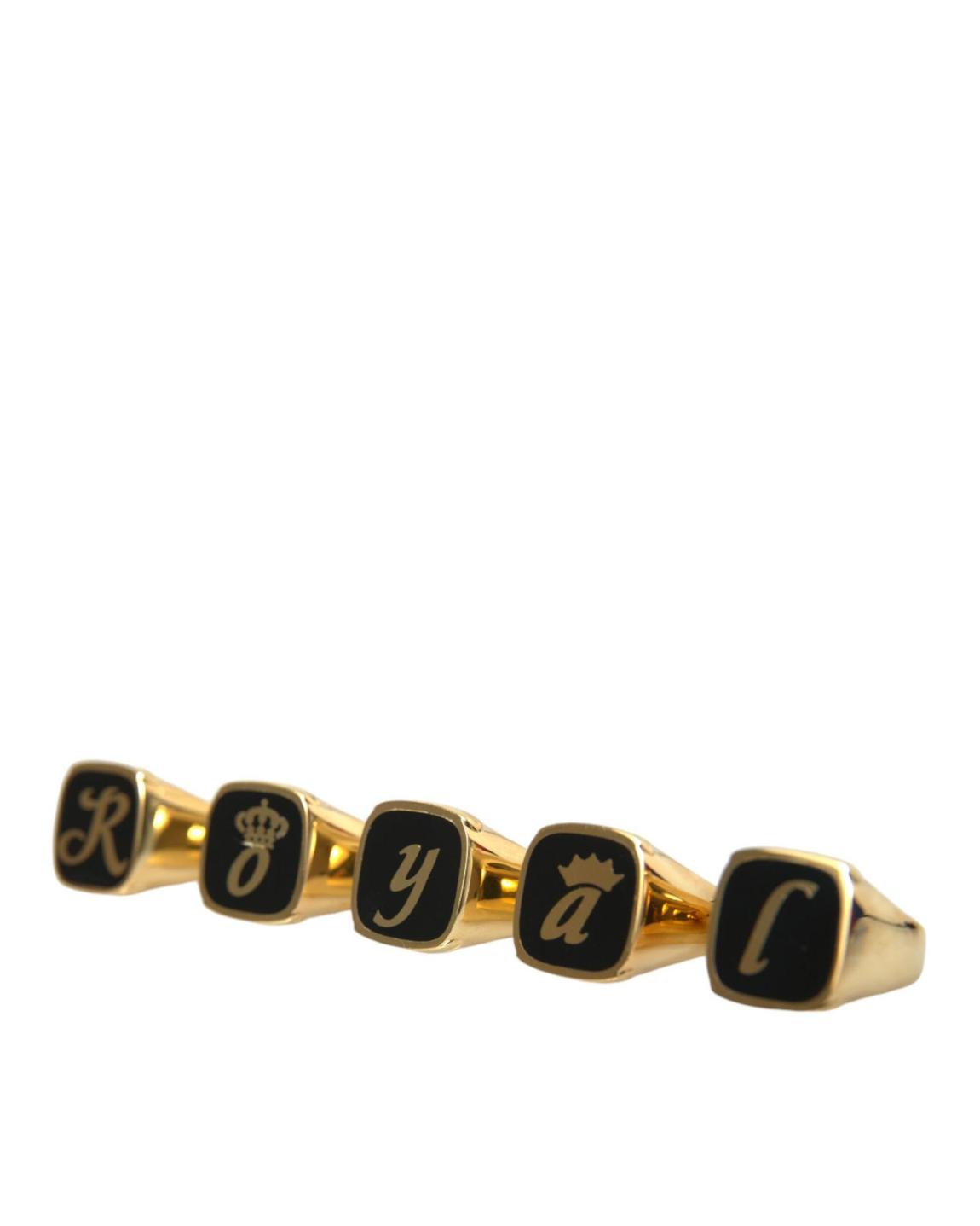Royal Signet Rings Set - Gold Black main product photo
