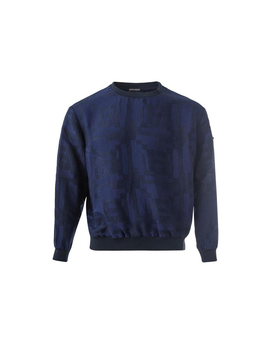 Crew Neck Sweatshirt Geometric Pattern- Blue Sweaters main product photo
