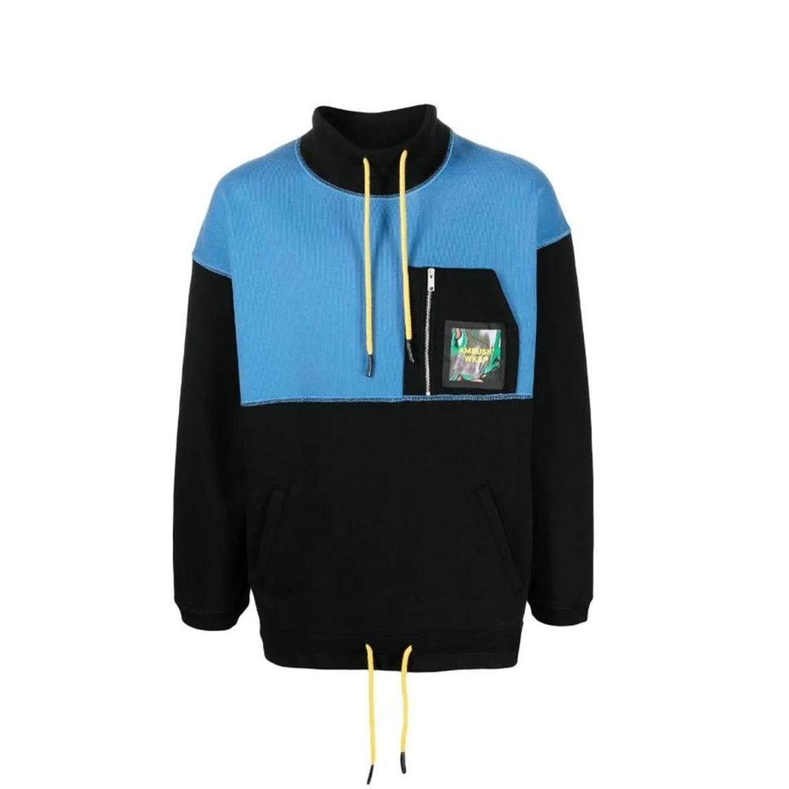 Hooded Sweatshirt with Drawstring Hem and Kangaroo Pocket - Blue main product photo