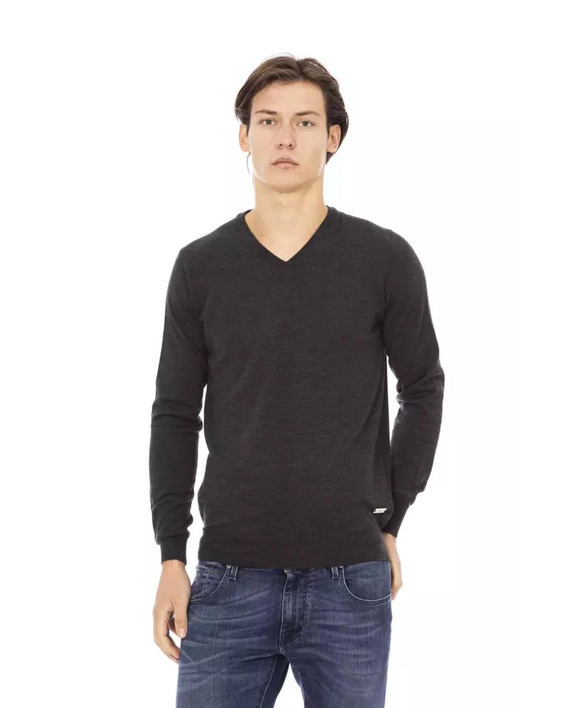 VNeck Wool Sweater BA22430- Gray main product photo