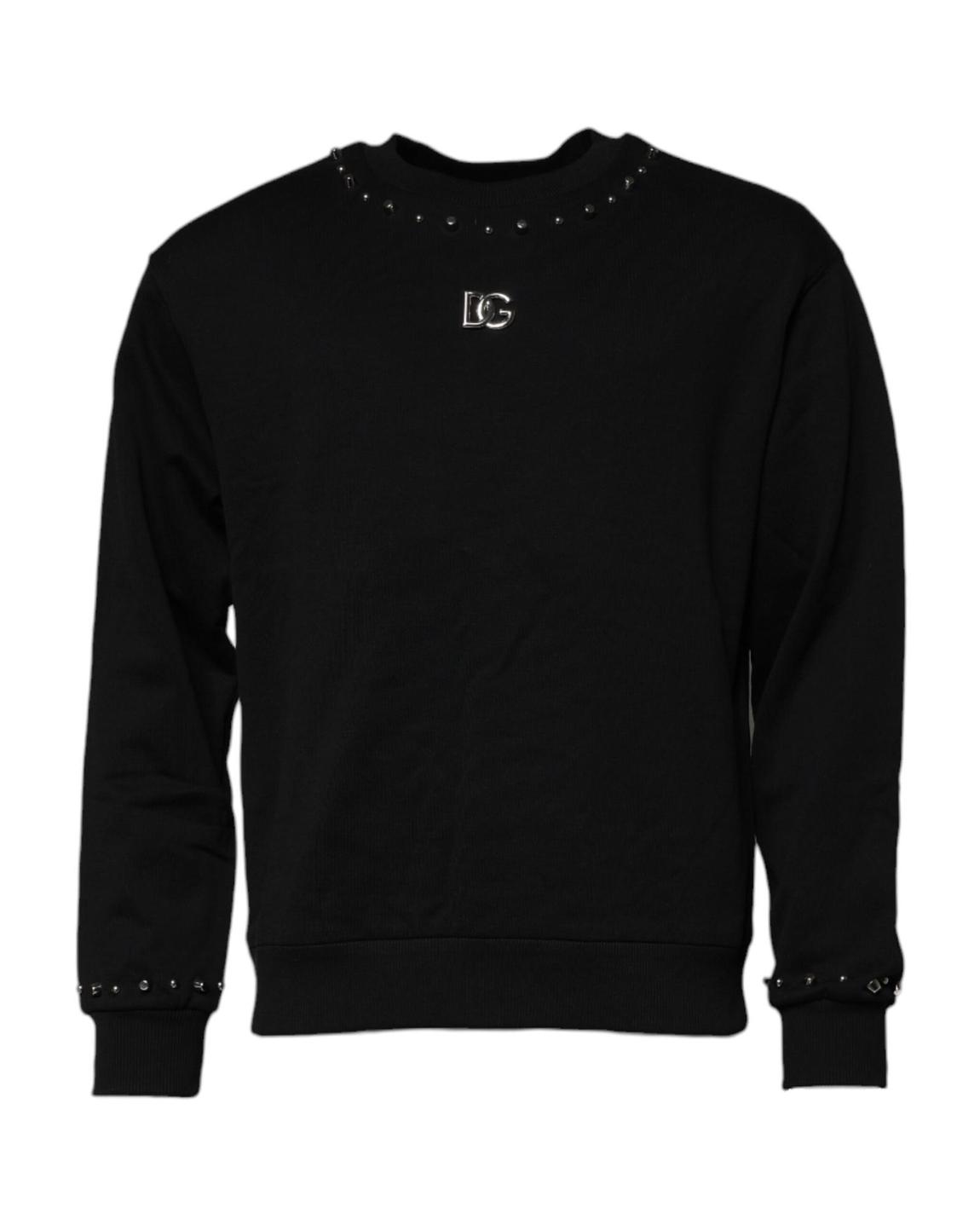 Studded Crewneck Sweatshirt- Black Sweaters main product photo