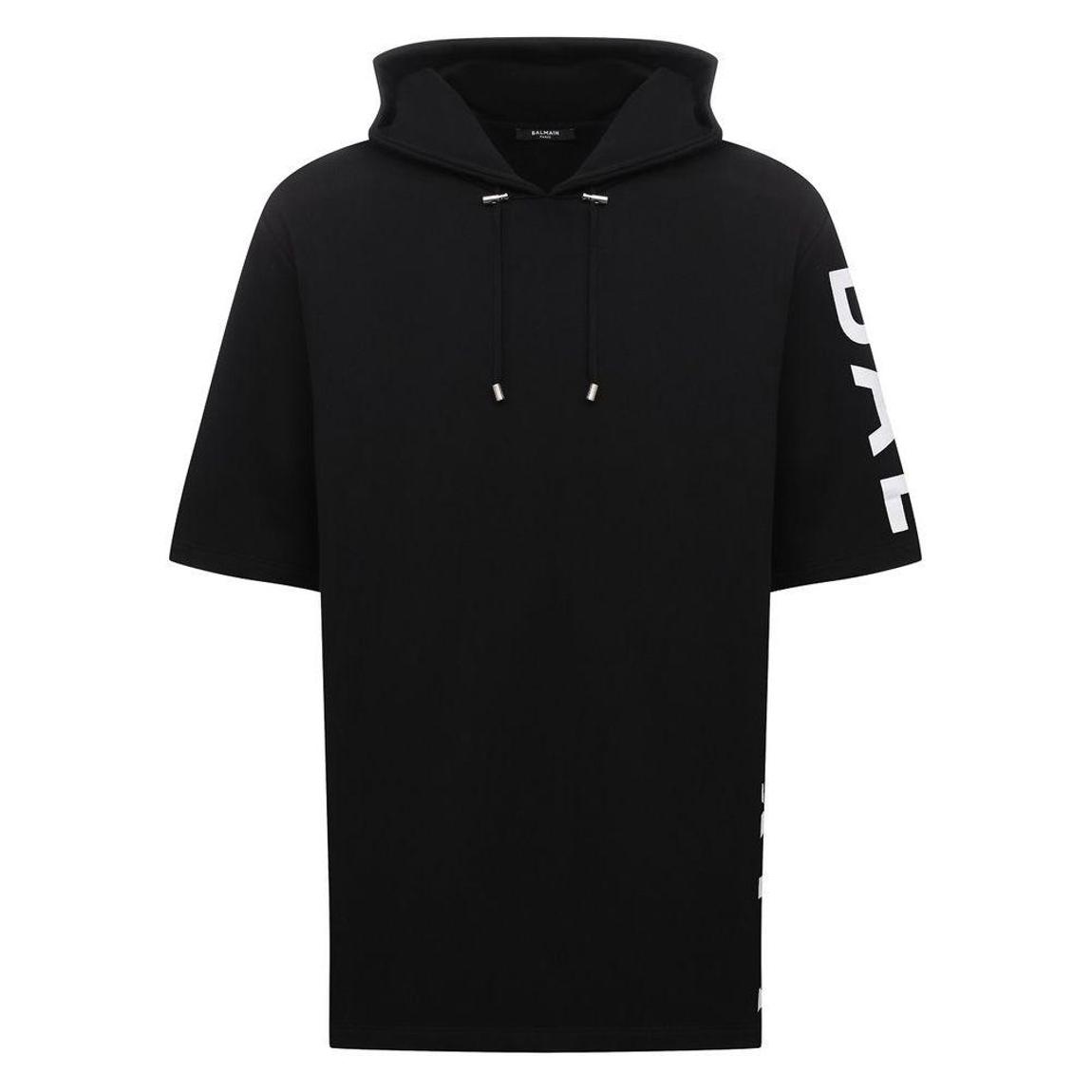 Short Sleeve Hooded Pullover - Black Sweaters main product photo