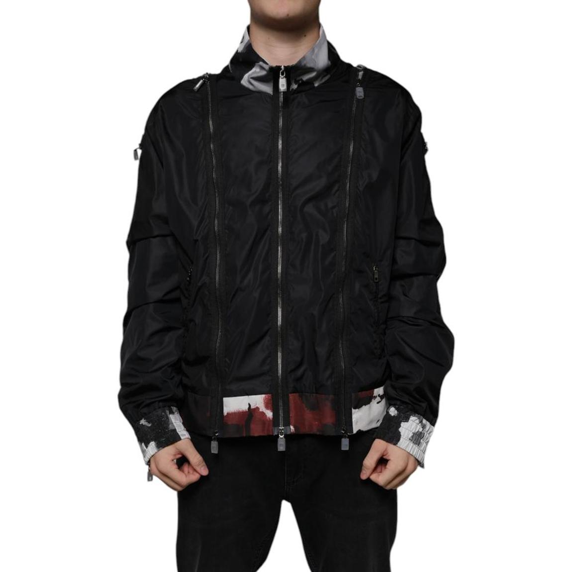 MultiZip Bomber Jacket Abstract Print- Black main product photo