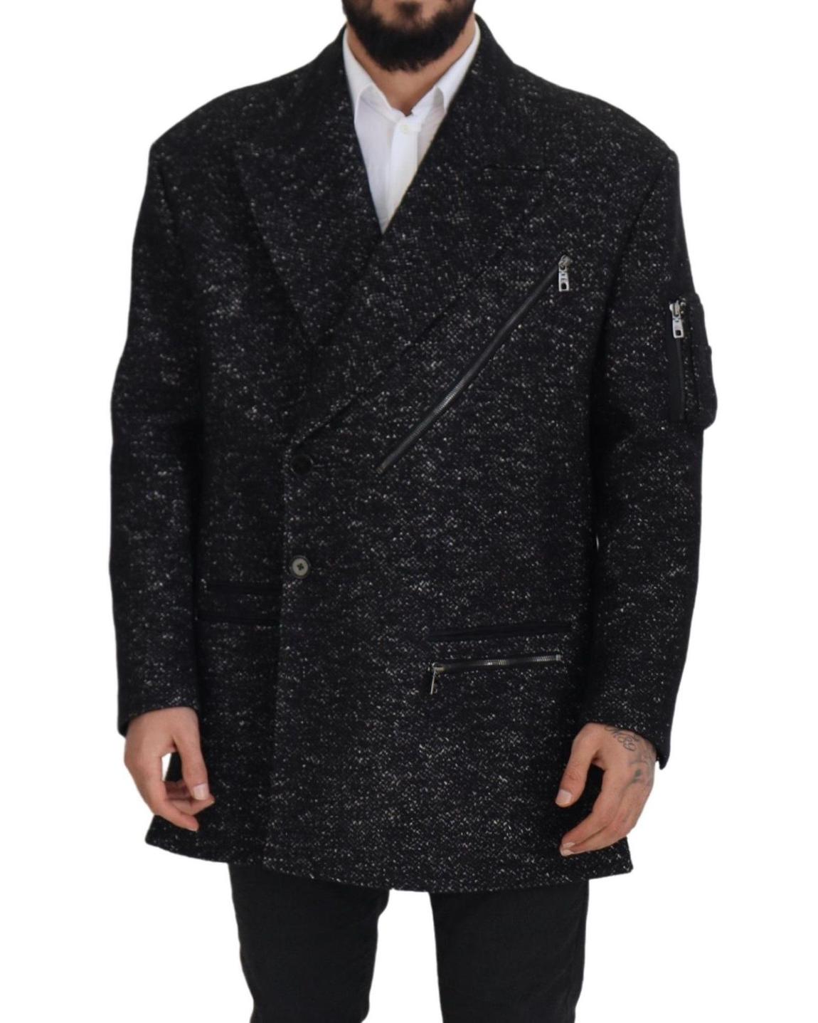 Asymmetrical ZipUp Coat- Black Jackets main product photo
