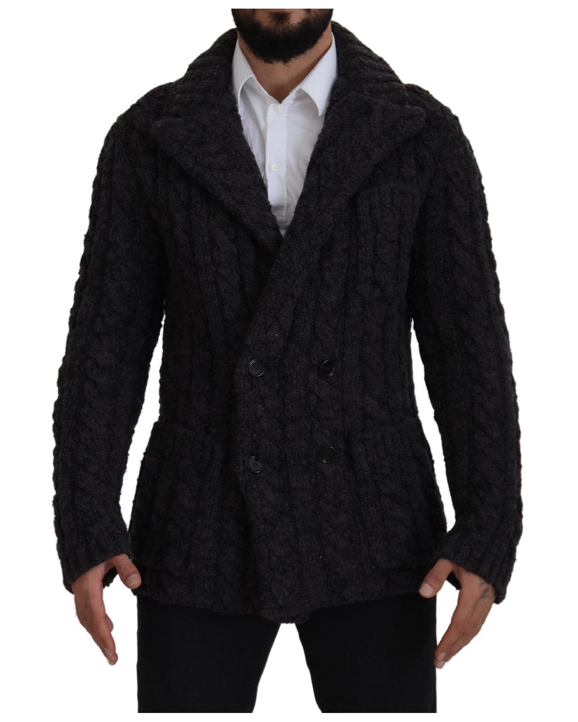 Cable Knit Cardigan Double Breasted - Black Jackets main product photo