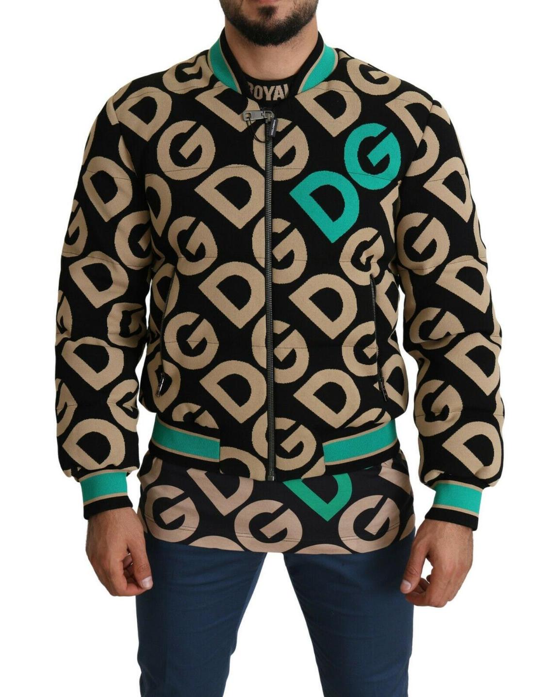 Knit Bomber Jacket DG Logo Print - Black main product photo