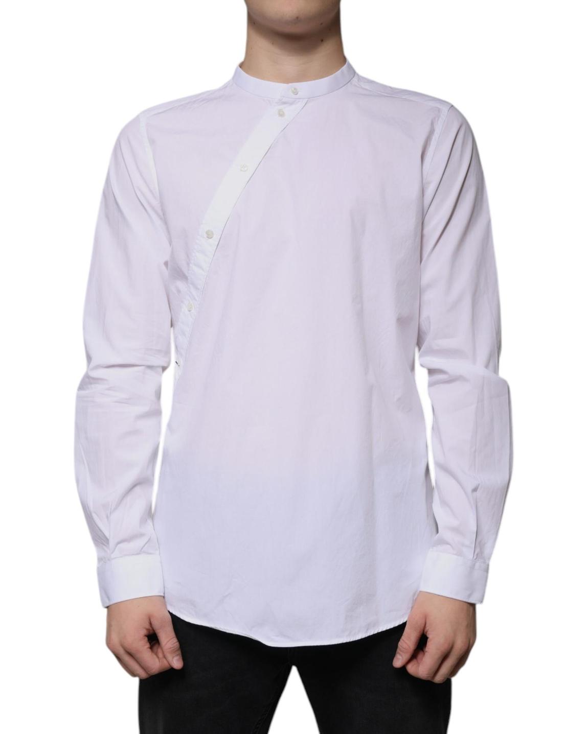 Poplin Shirt Asymmetrical Design Long Sleeves - White main product photo