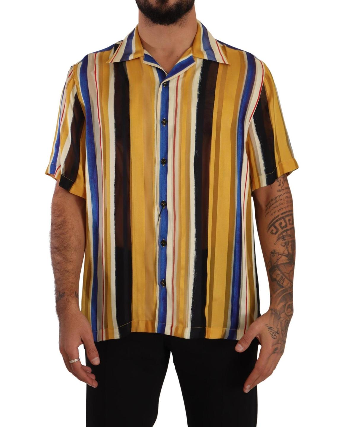 Striped Silk Shirt Casual Wear - Yellow main product photo