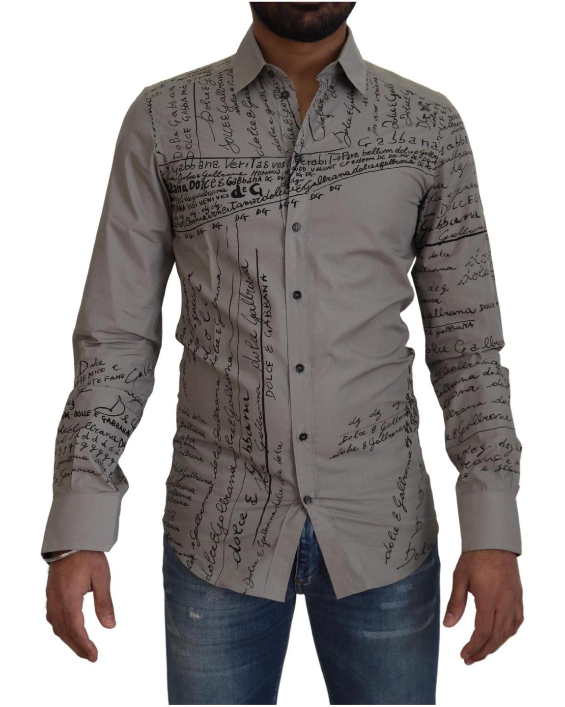 Graffiti Print Shirt TSH7975 - Gray main product photo