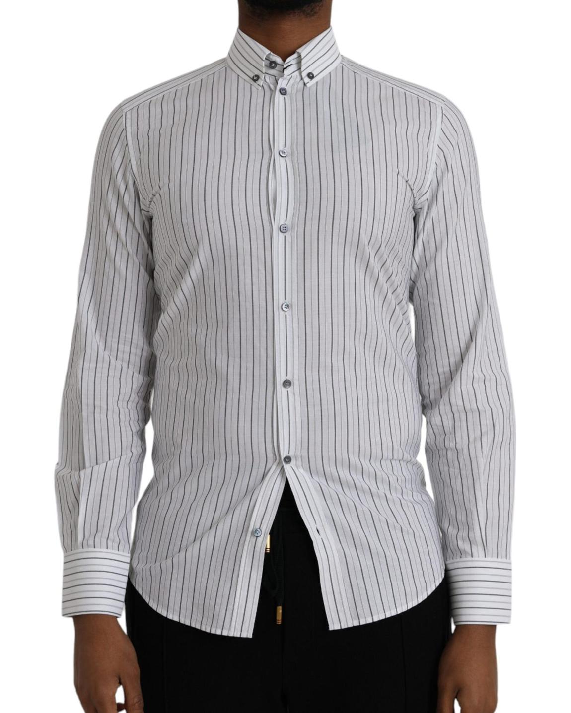 Long Sleeve Striped Dress Shirt - Blackwhite main product photo