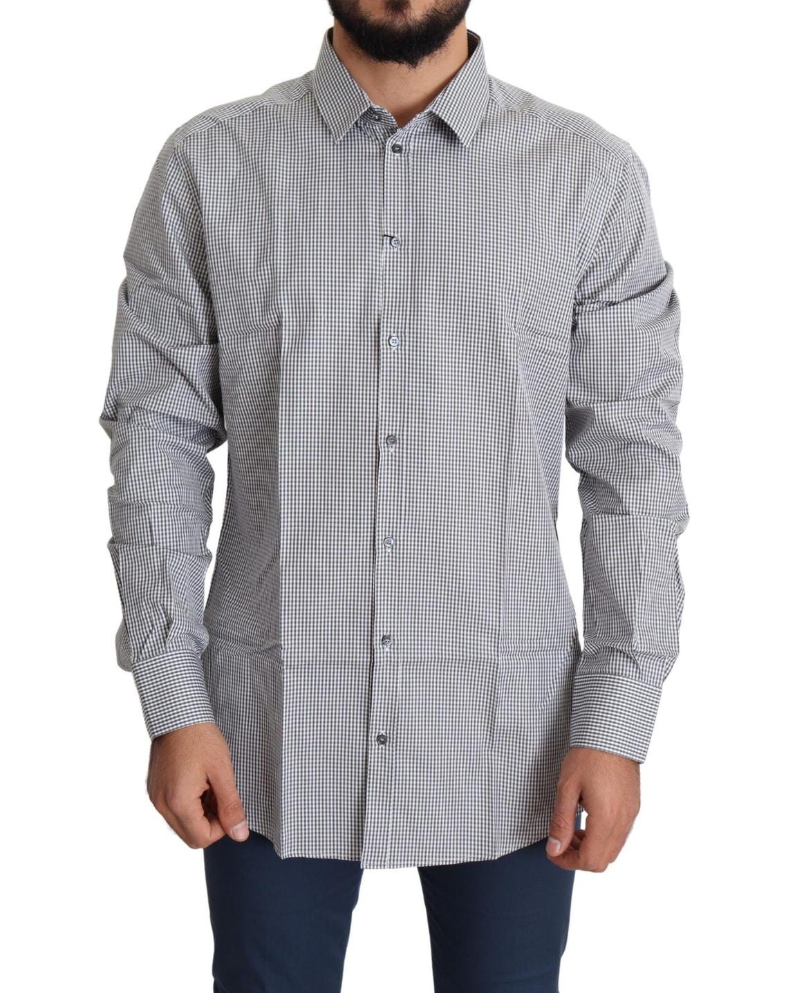 Gingham Dress Shirt Long Sleeve - Black main product photo