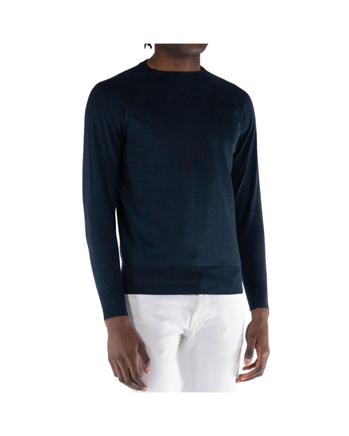 Merino Wool Crewneck Sweater Classic Fit - Blue main product photo