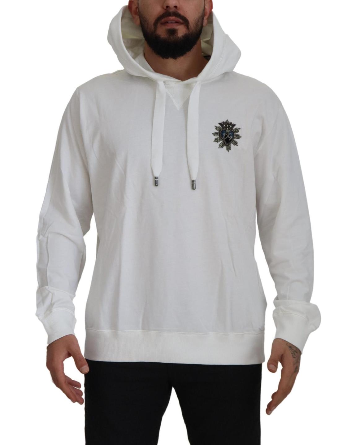 Hooded Sweatshirt Embroidered Crest - White Sweaters main product photo