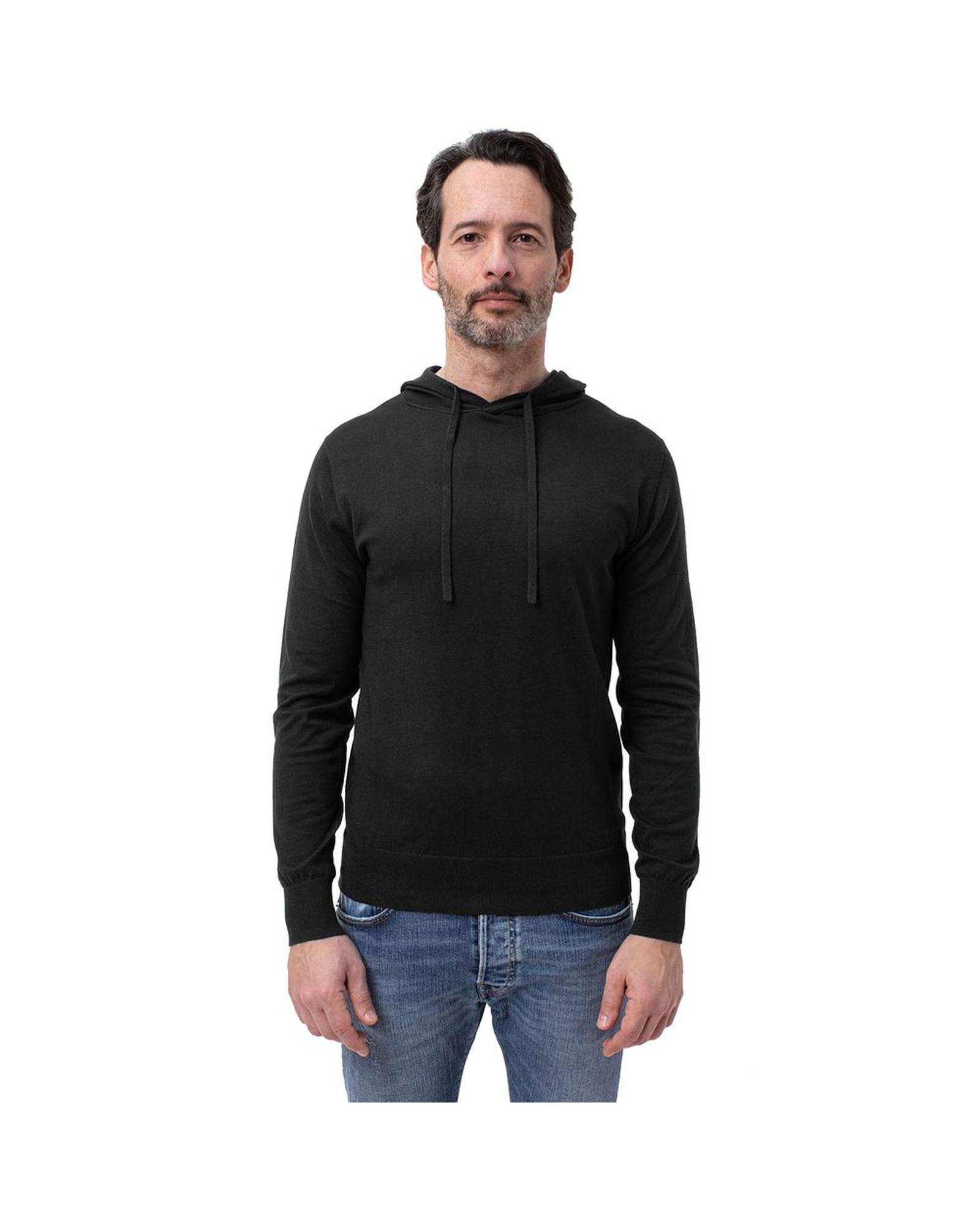 Merino Wool Hoodie Classic Style - Black Sweaters main product photo
