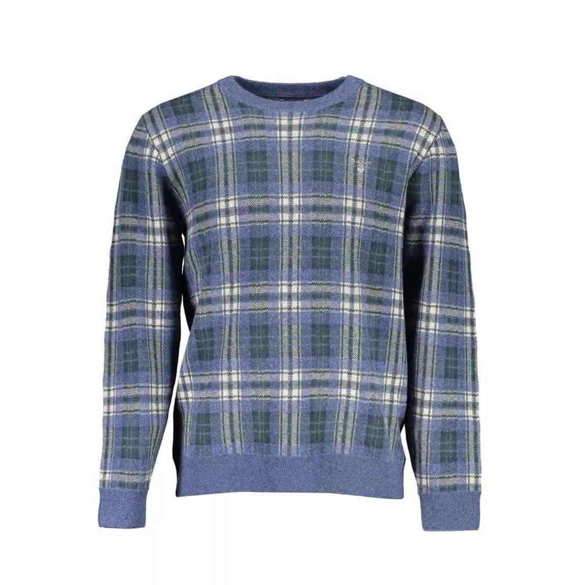 Plaid Crew Neck Sweater - Blue main product photo