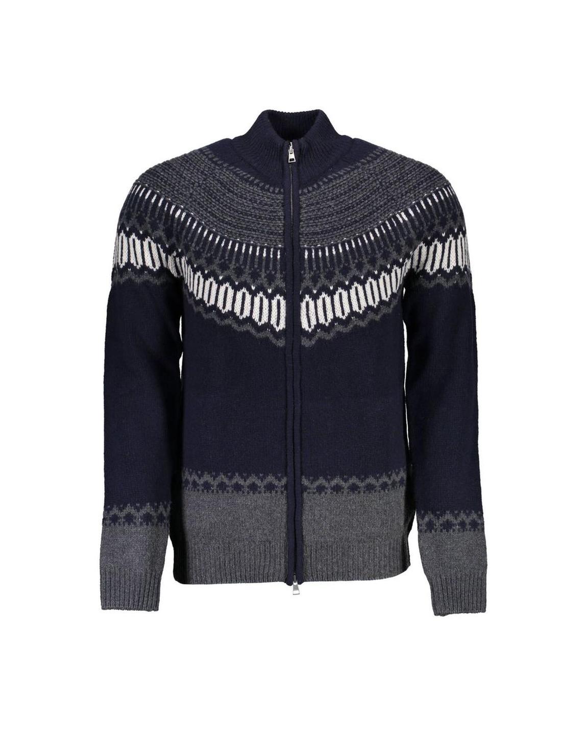Fair Isle Zip Cardigan - Blue Sweaters main product photo