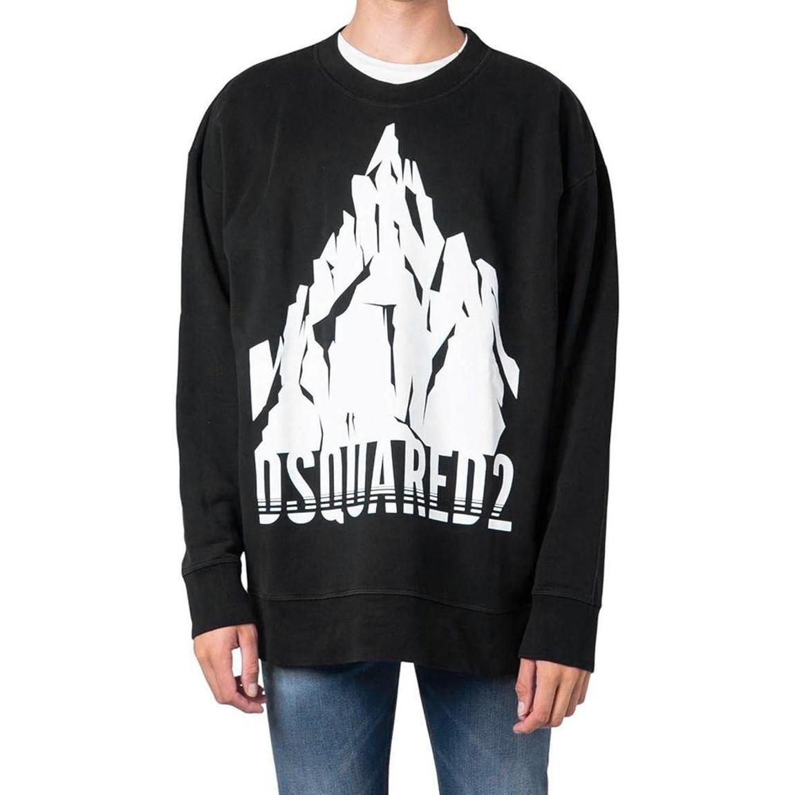 Cotton Sweatshirt with Ribbed Trims and Logo Details - Black main product photo