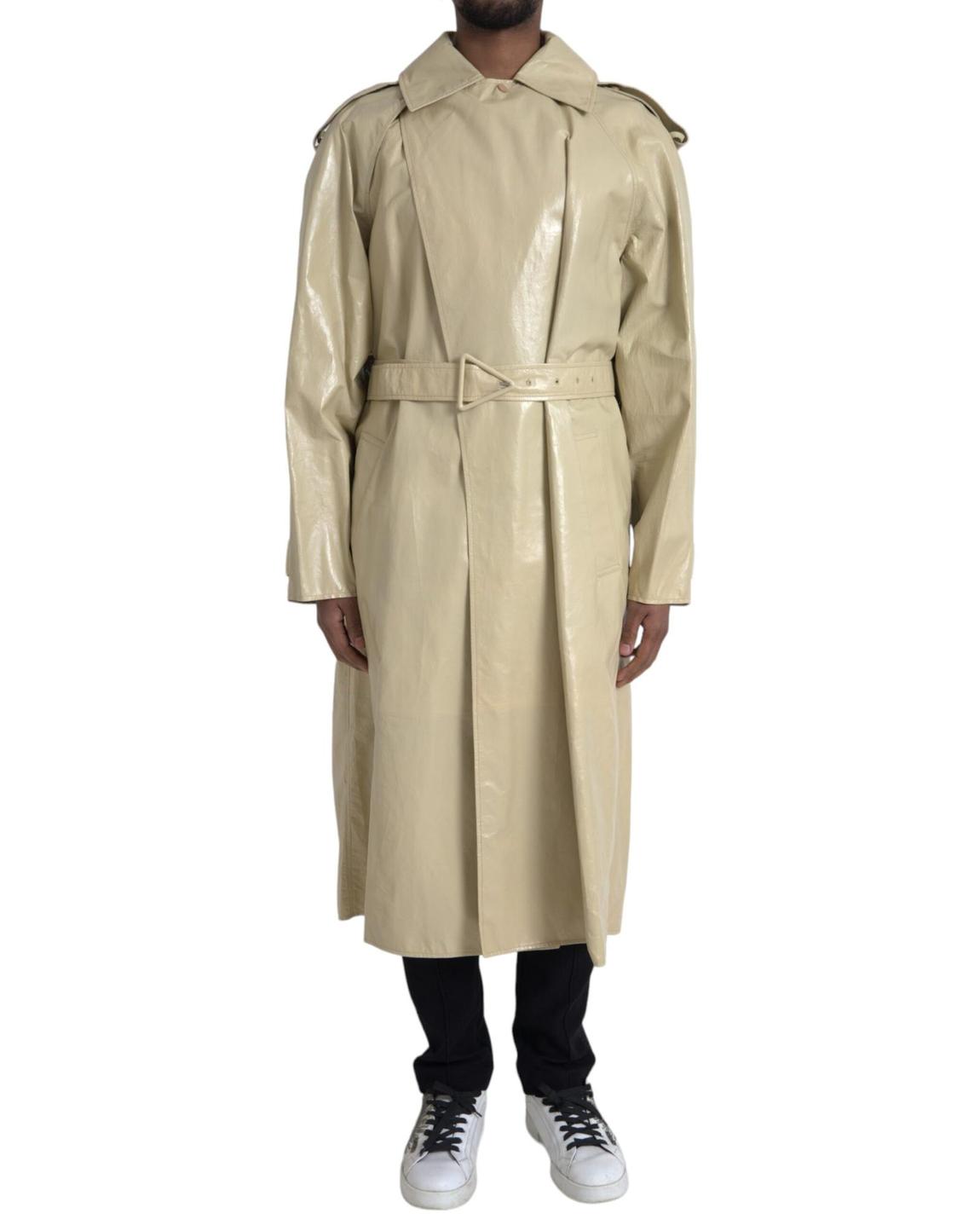 Long Trench Coat Belted Model - Beige Jackets main product photo
