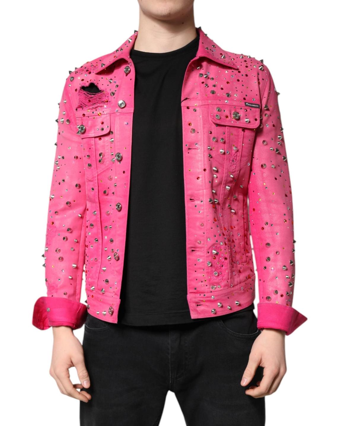 Pink Denim Jacket Crystal Studded main product photo