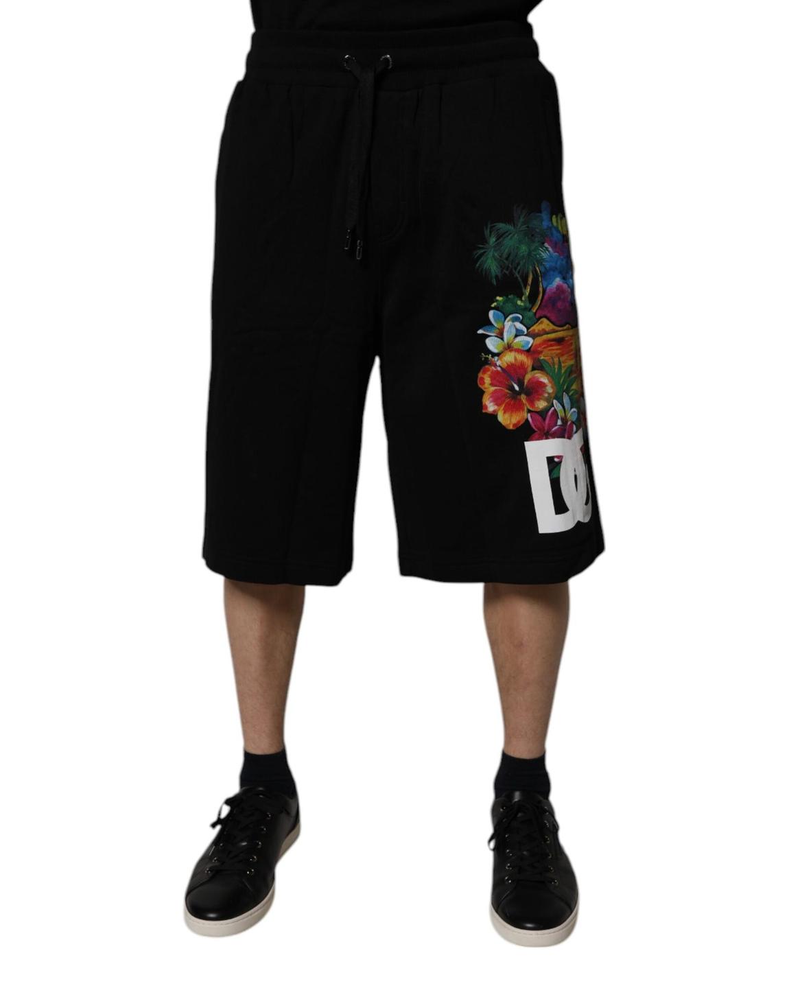 Tropical Print Shorts - Black main product photo
