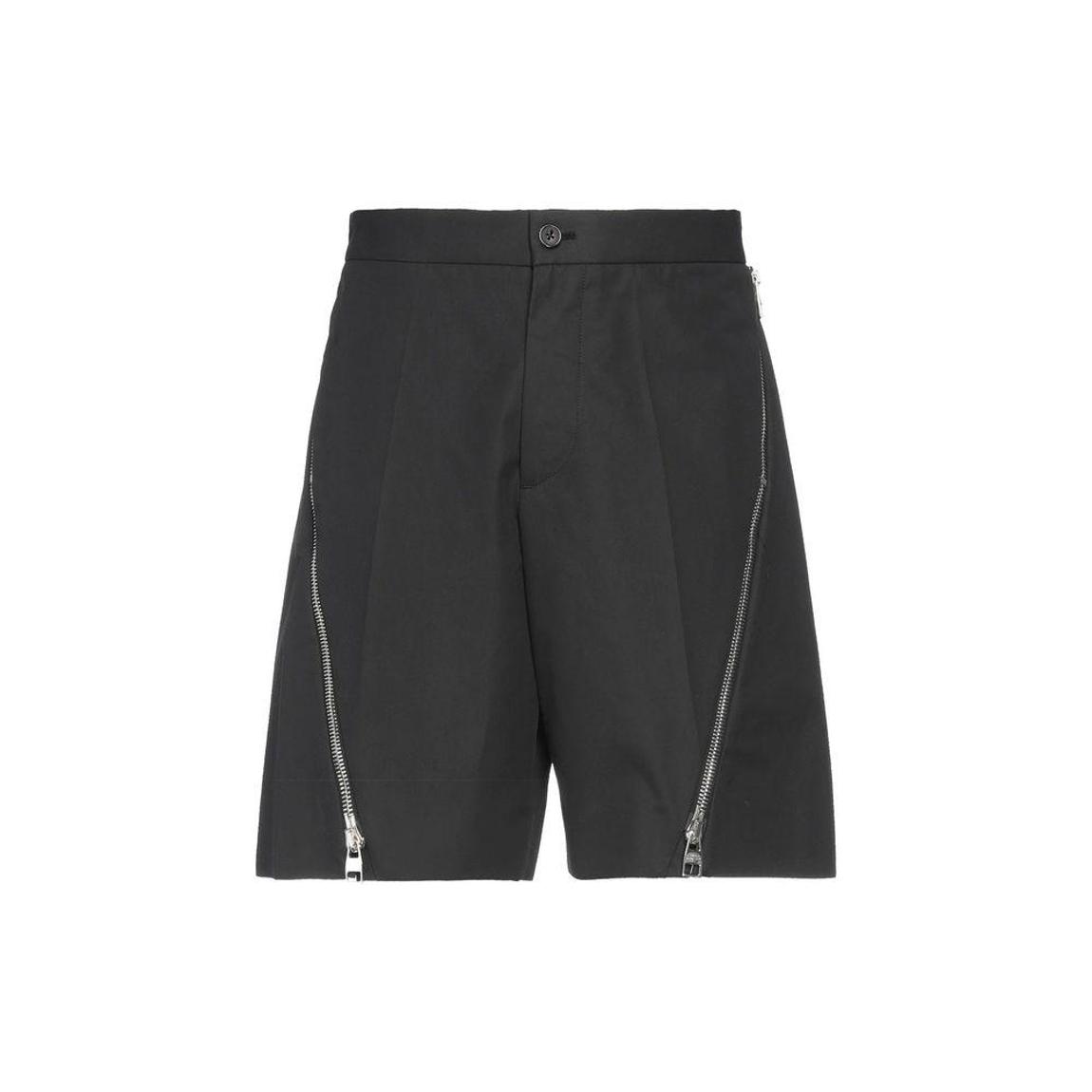 Cotton Bermuda Shorts with Zip Details - Black main product photo