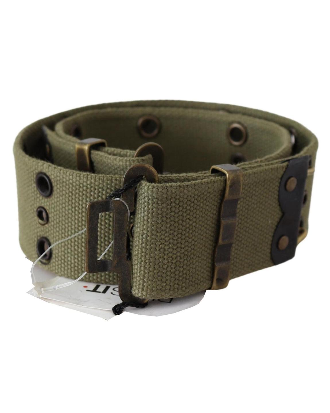 Canvas Belt Military Style Antique Buckle - Green main product photo