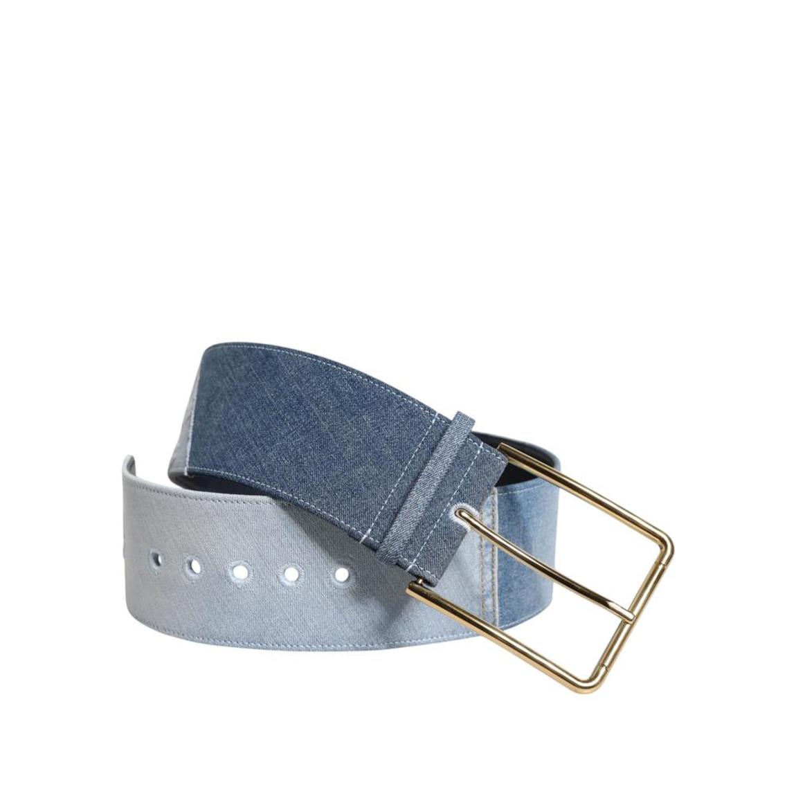 Two Tone Denim Gold Metal Buckle Belt - Blue main product photo