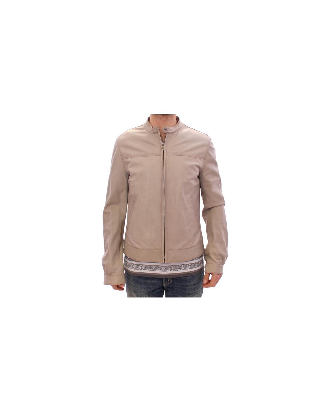 Leather Jacket Casual Style - Beige main product photo