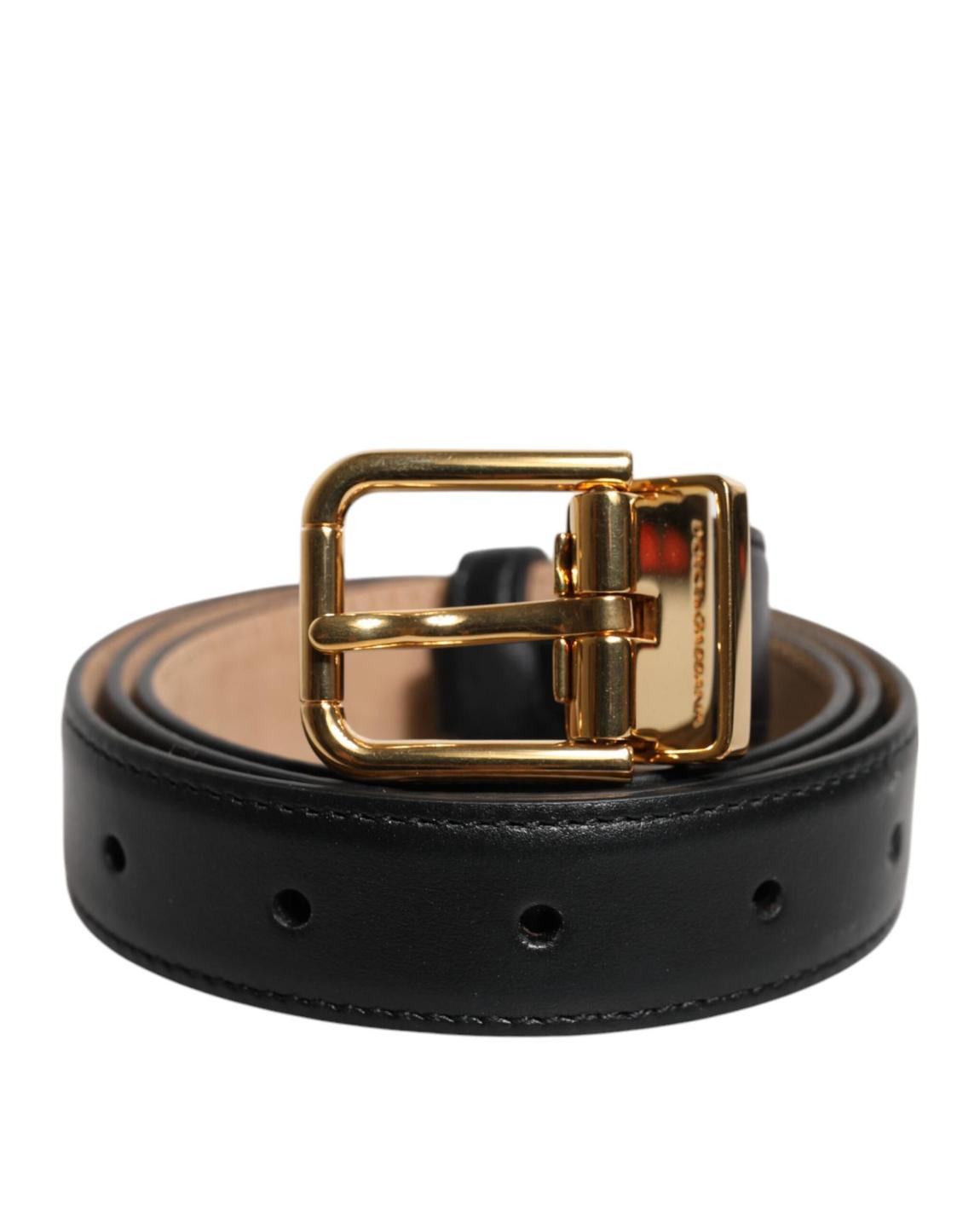 Leather Belt Gold Buckle Wo - Black main product photo
