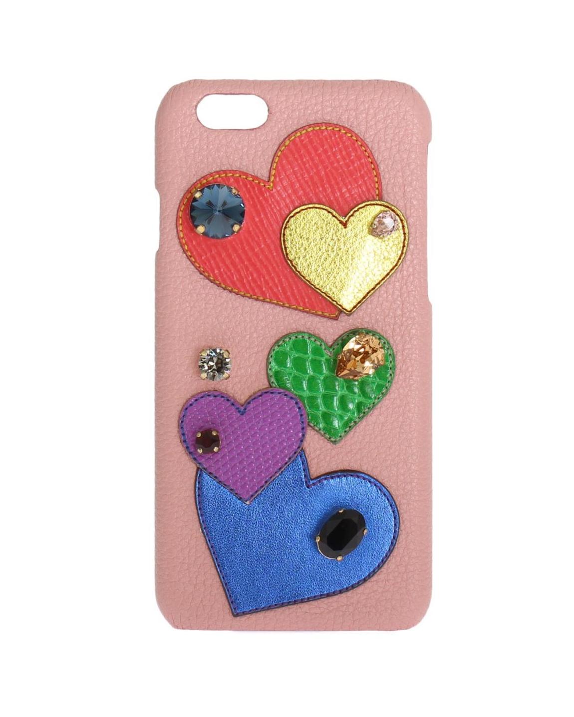 Hearts Embellished Leather Phone Case - Pink Miscellaneous main product photo