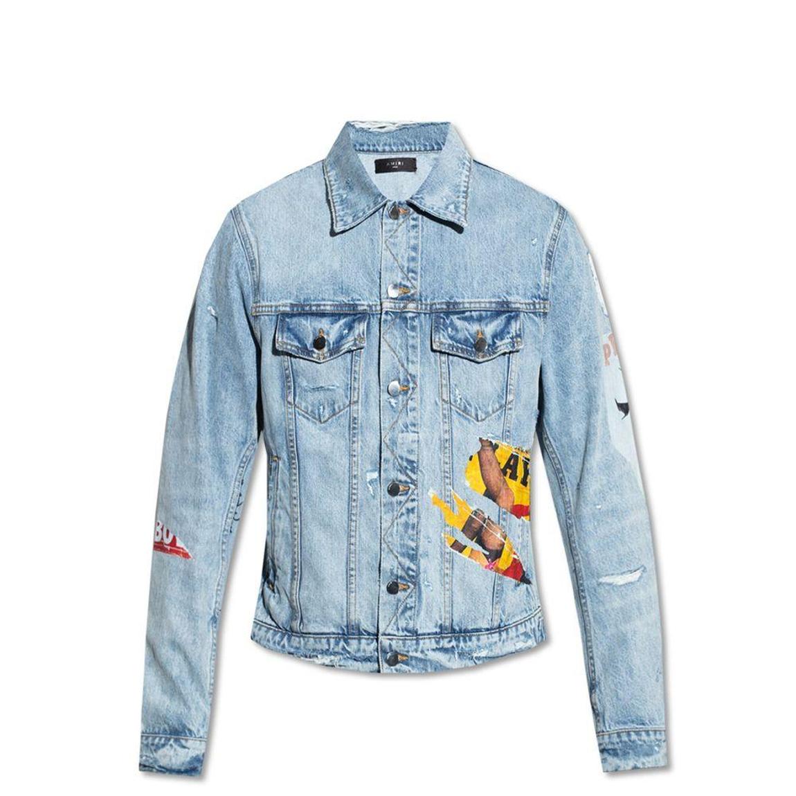 Playboy Magazine Trucker Denim Jacket with Multicolor Print - Blue main product photo