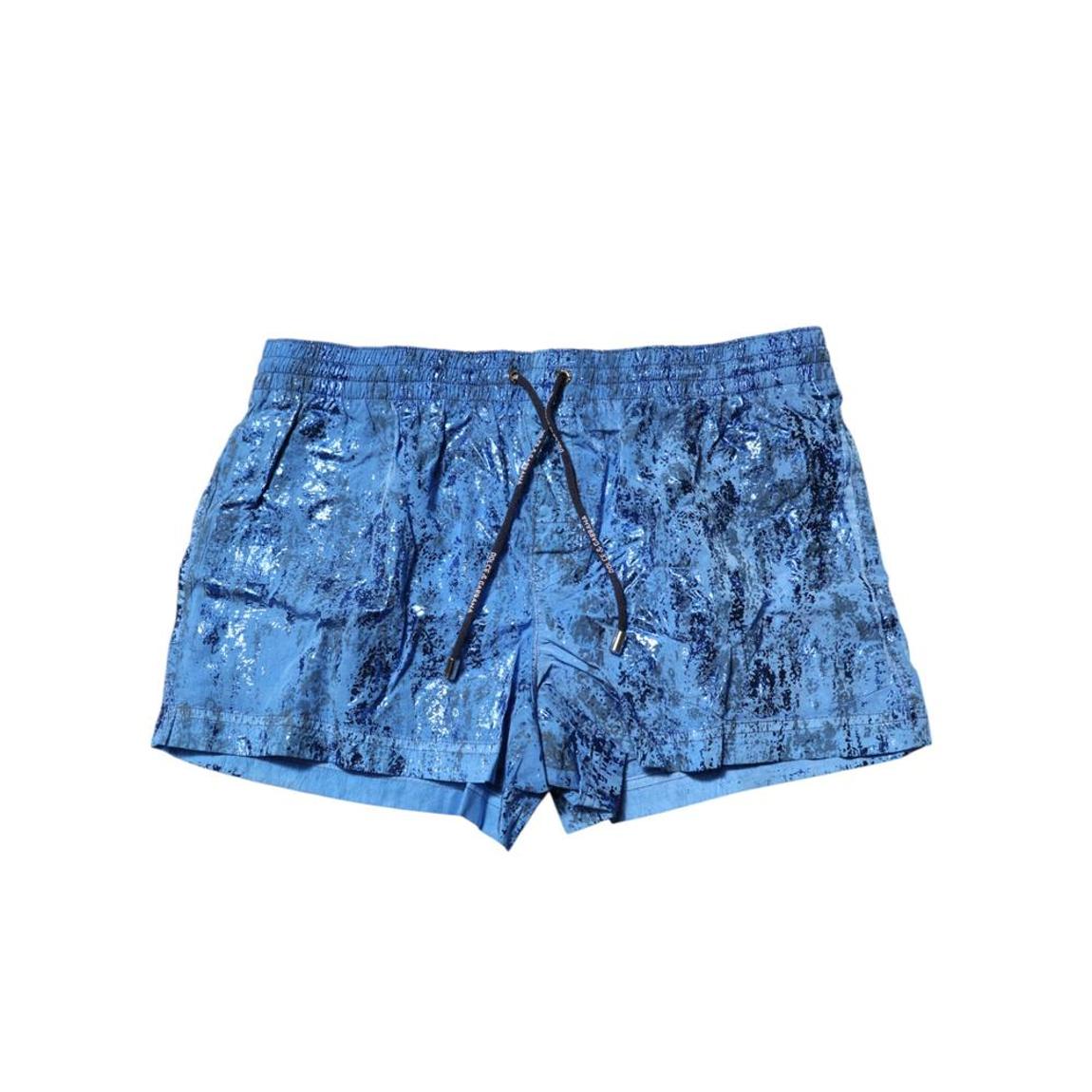 Logo Drawstring Beachwear Shorts with Elastic Waistband Wo - Blue main product photo