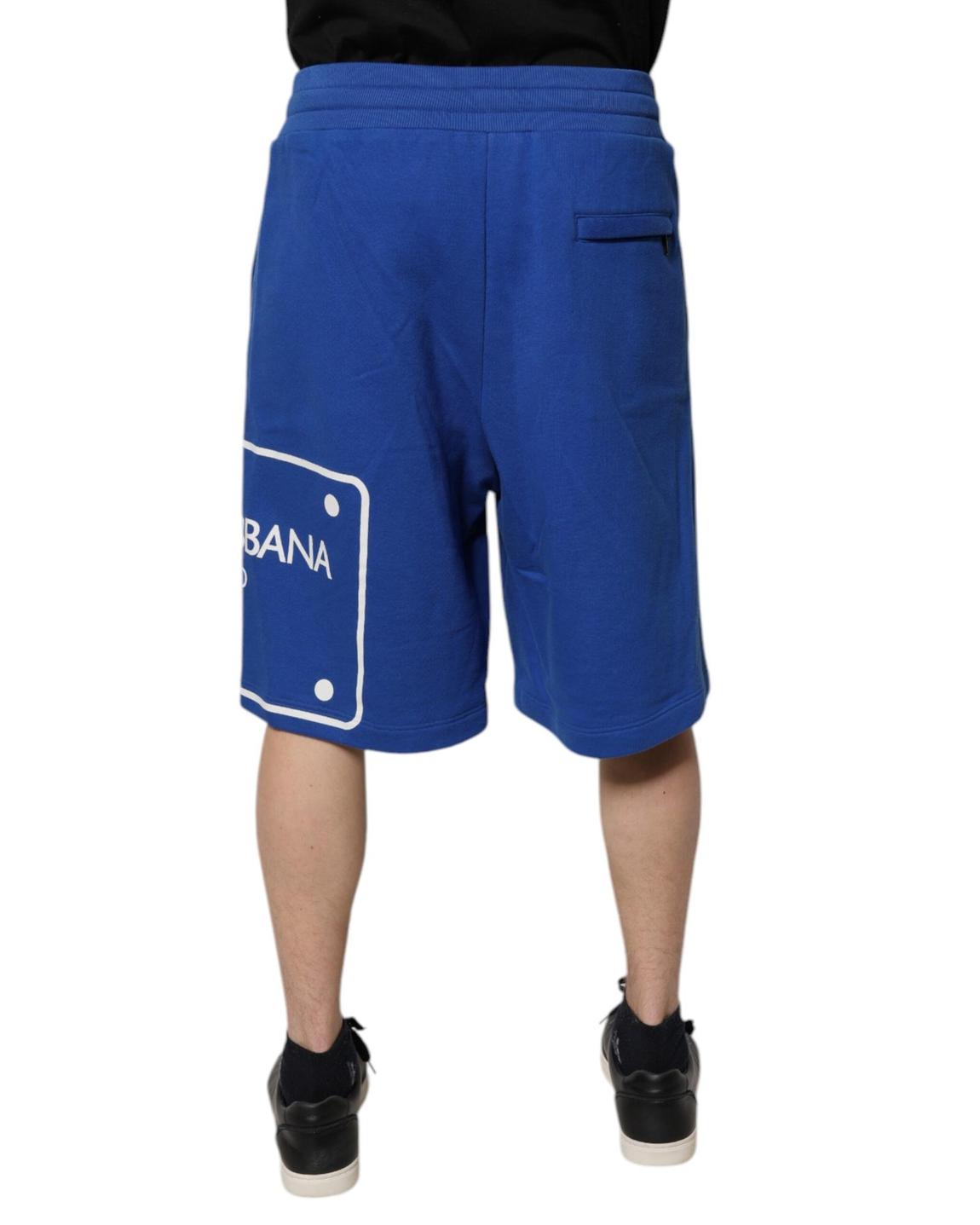 Logo Print Casual Shorts - Blue And White main product photo
