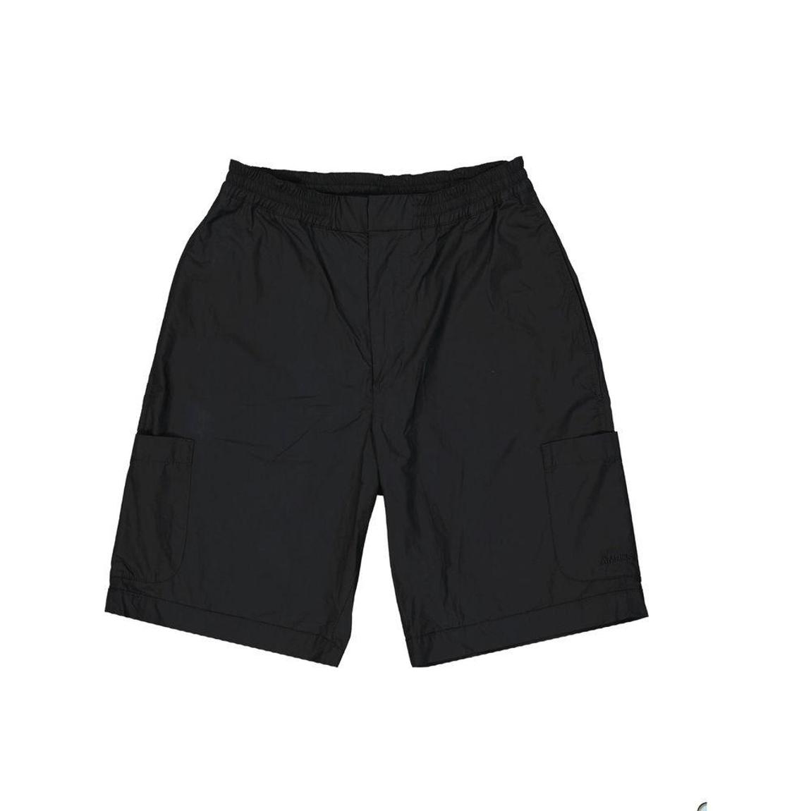 Cotton Shorts with Elasticated Waist and Multiple Pockets - Black main product photo