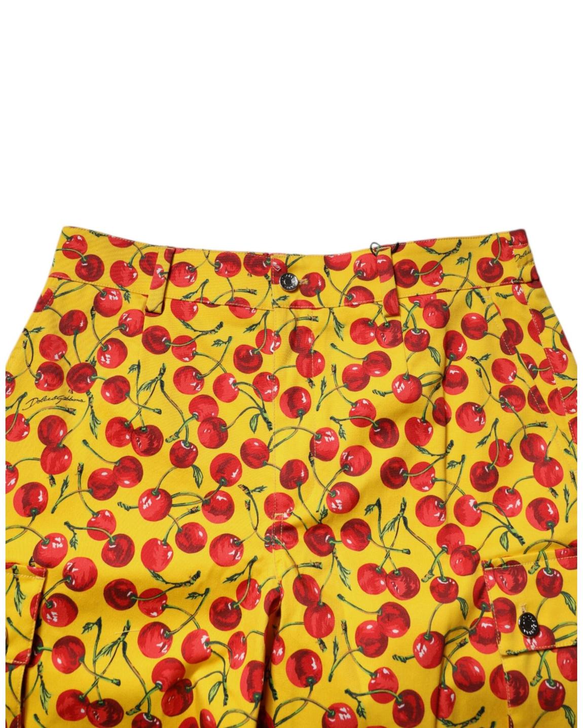 Cherry Print Cargo Shorts - Yellow main product photo