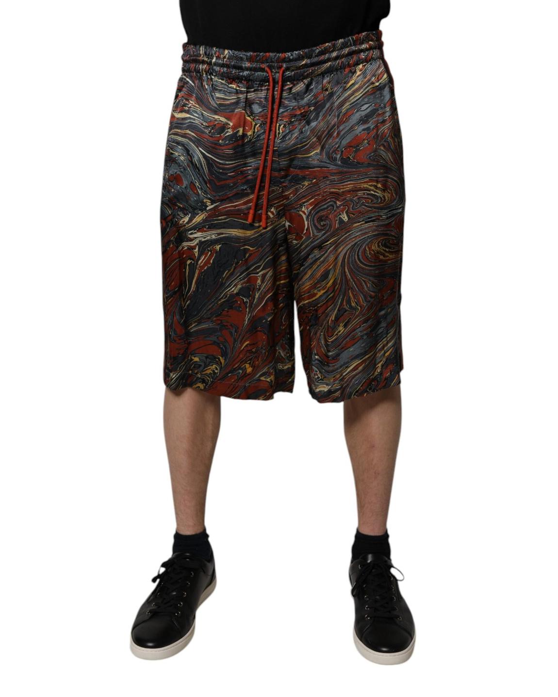 Marbled Print Drawstring Shorts - Multicolor main product photo