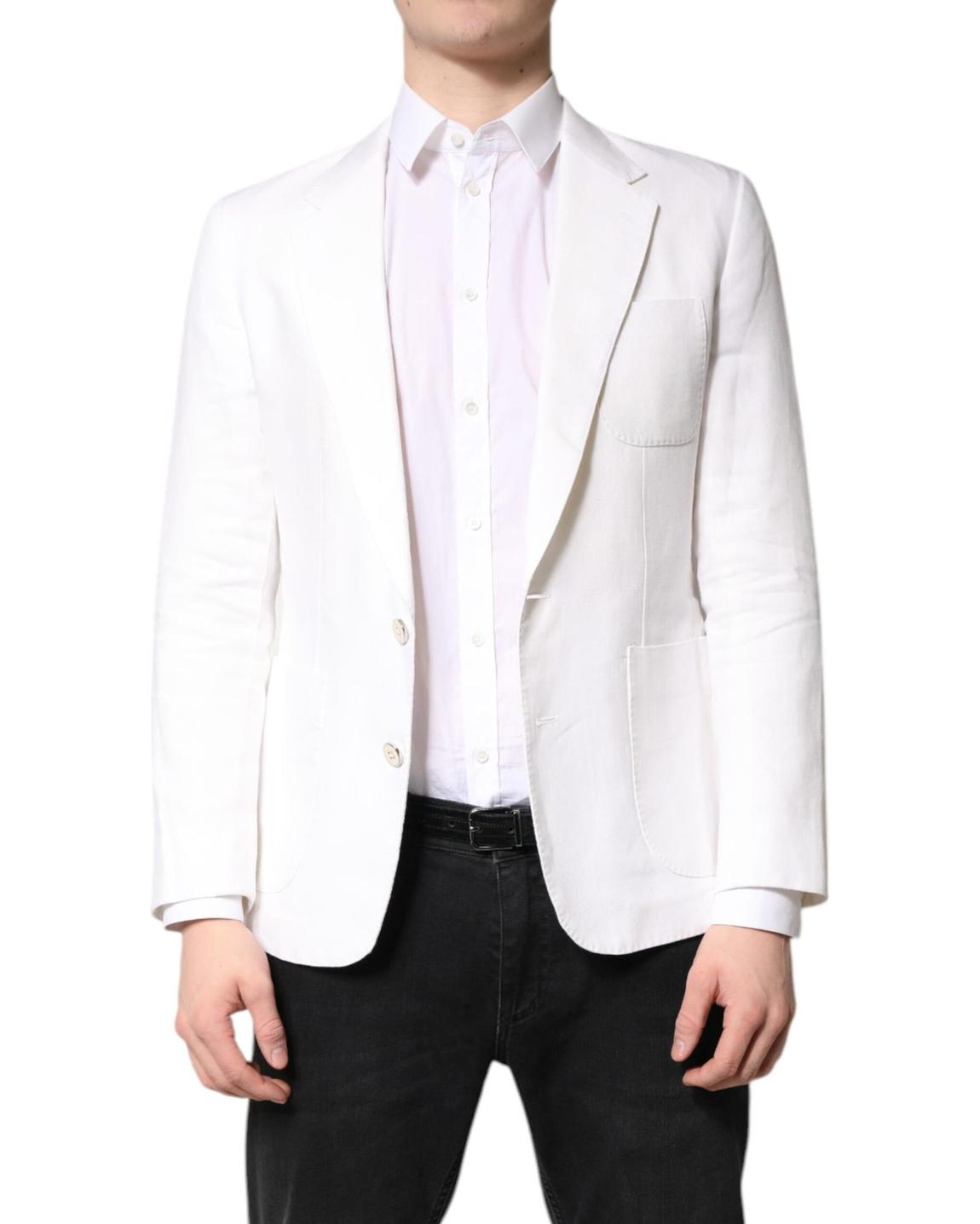 Linen Blazer Jacket - White main product photo