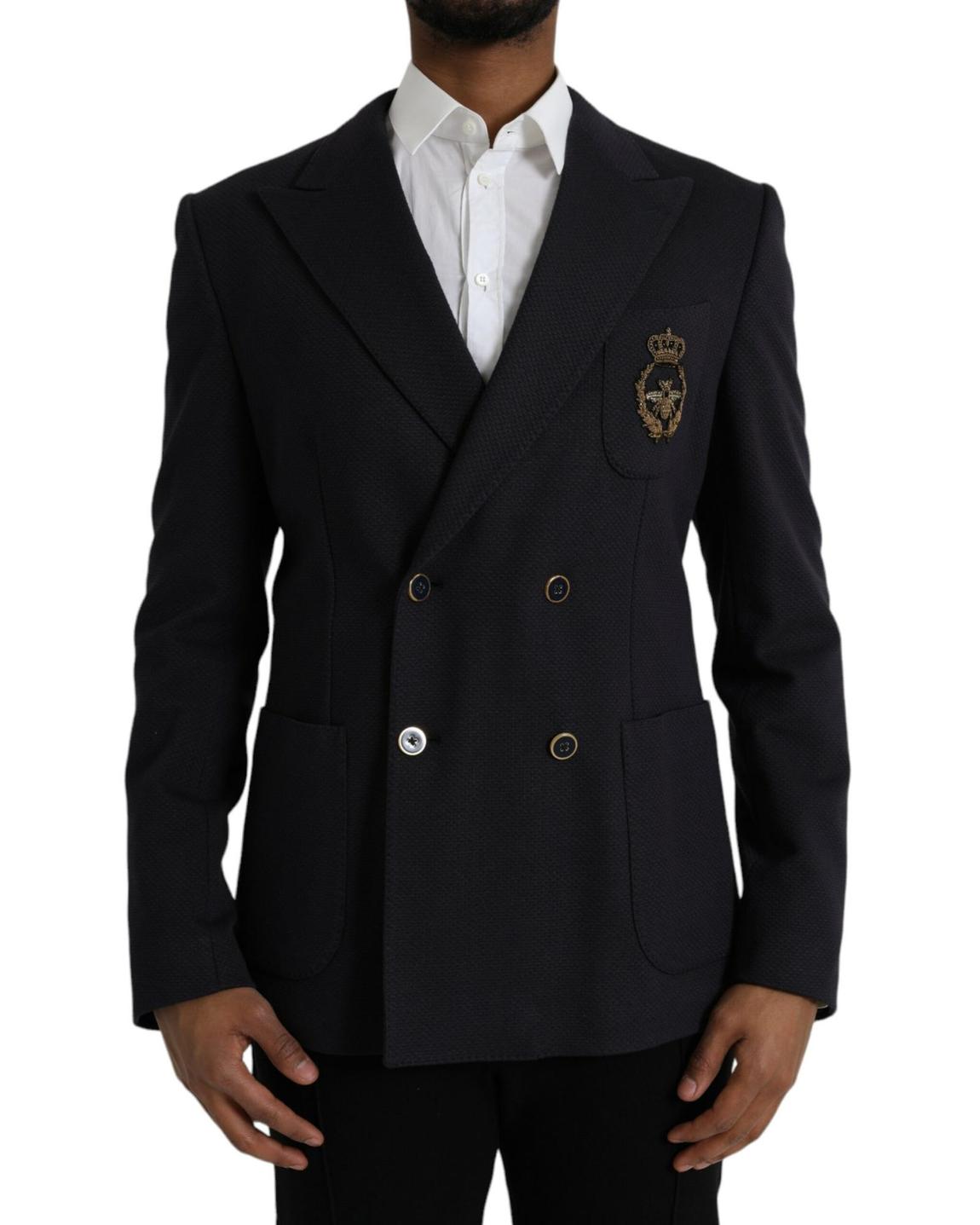 Double Breasted Blazer Textured Weave - Blue main product photo