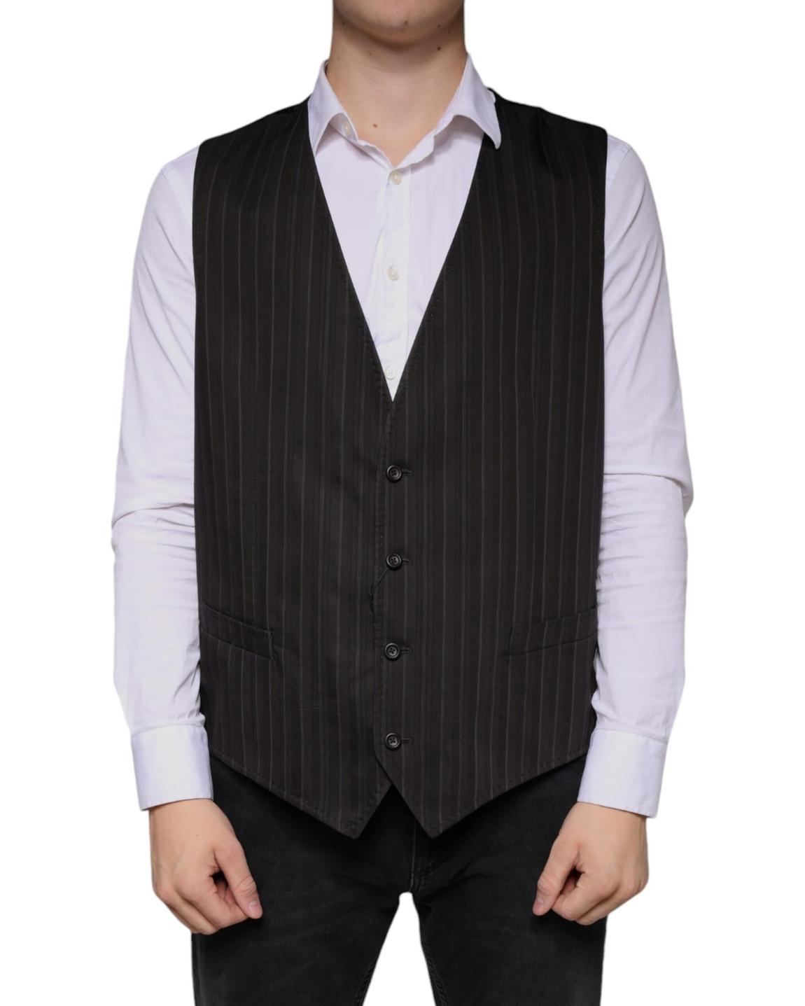 Pinstripe Waistcoat Classic Style - Black Vests main product photo