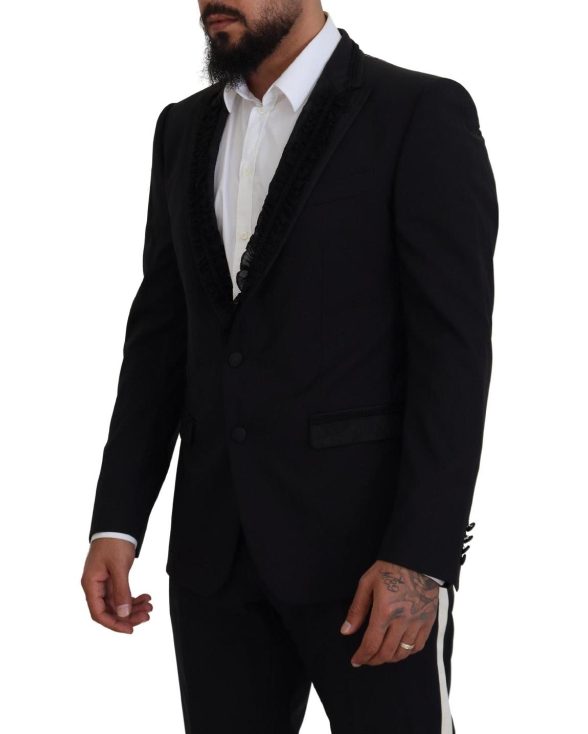TwoButton BlazerRuffled Trim- Black main product photo